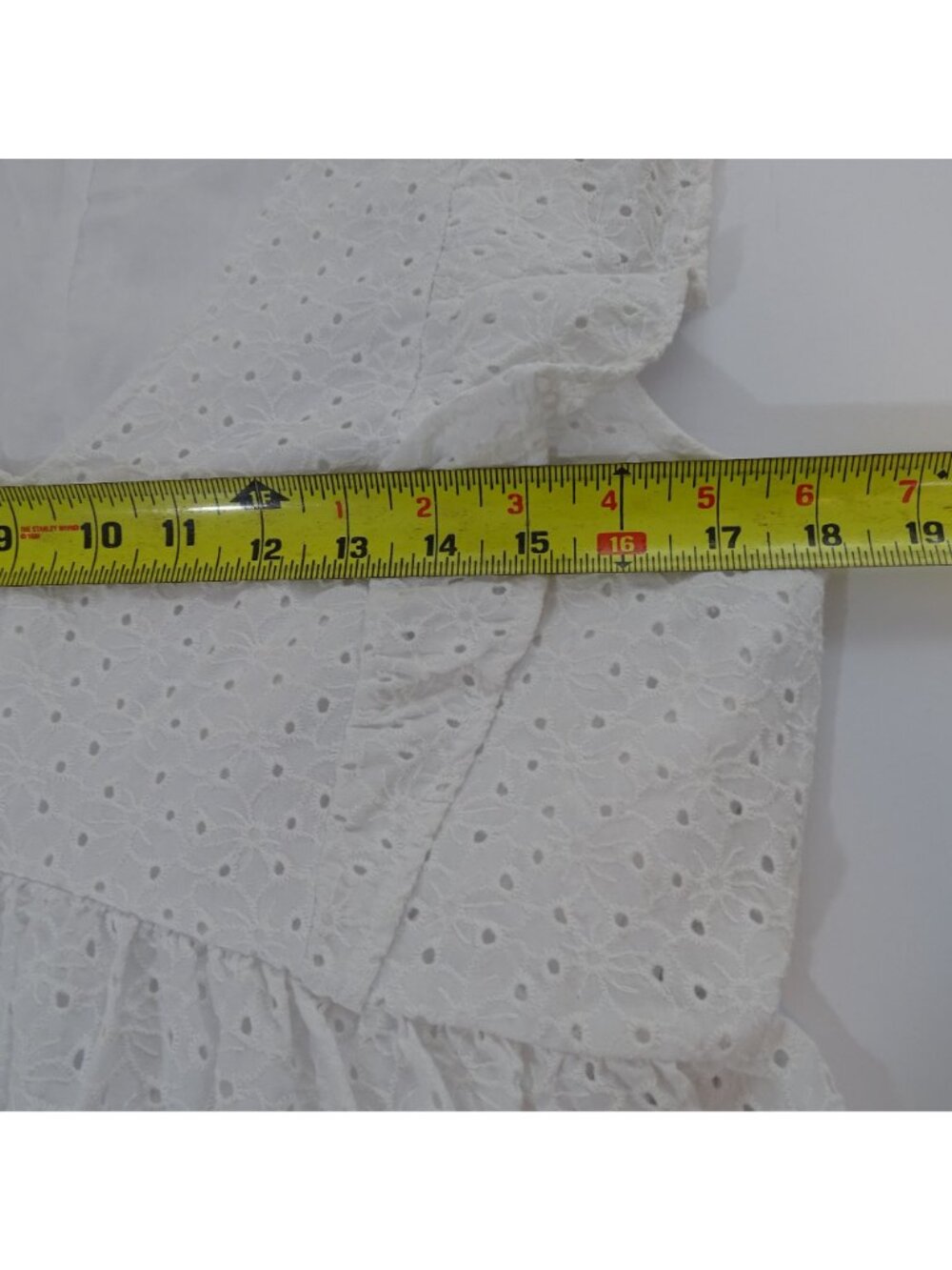 Time And Tru Women White Eyelet Ruffle Sleeveless Tiered Mini Dress Size M 8 10 - Picture 10 of 12